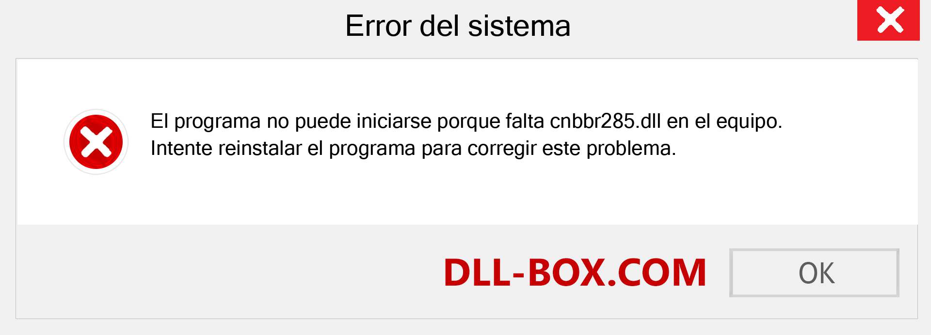 ¿Falta el archivo cnbbr285.dll ?. Descargar para Windows 7, 8, 10 - Corregir cnbbr285 dll Missing Error en Windows, fotos, imágenes